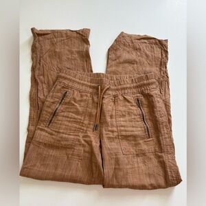 Athleta Cabo Linen Textured Wide Leg Pants Size 4 Sienna Brown